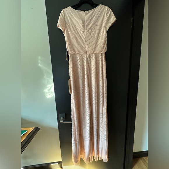 NWT Adrianna Papell evening gown, blush with silver beads, size 0 - Picture 6 of 9